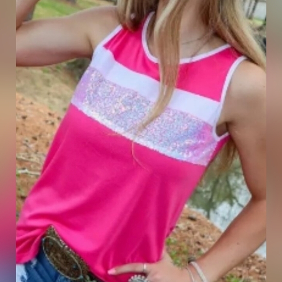 Shimmer Sequin Tank Top - Picture 1 of 6